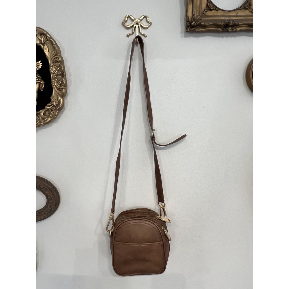 Marc New York Andrew Marc Brown Leather Foldable Duffle Crossbody Shoulder Bag